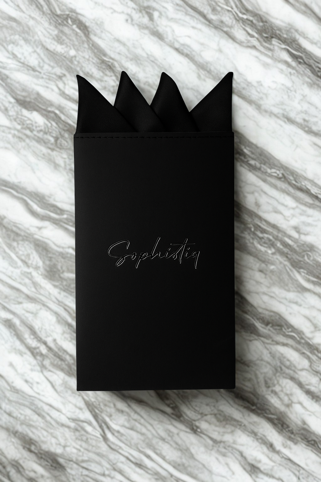 Sophistiq™ PreFold Pocket Square, Black