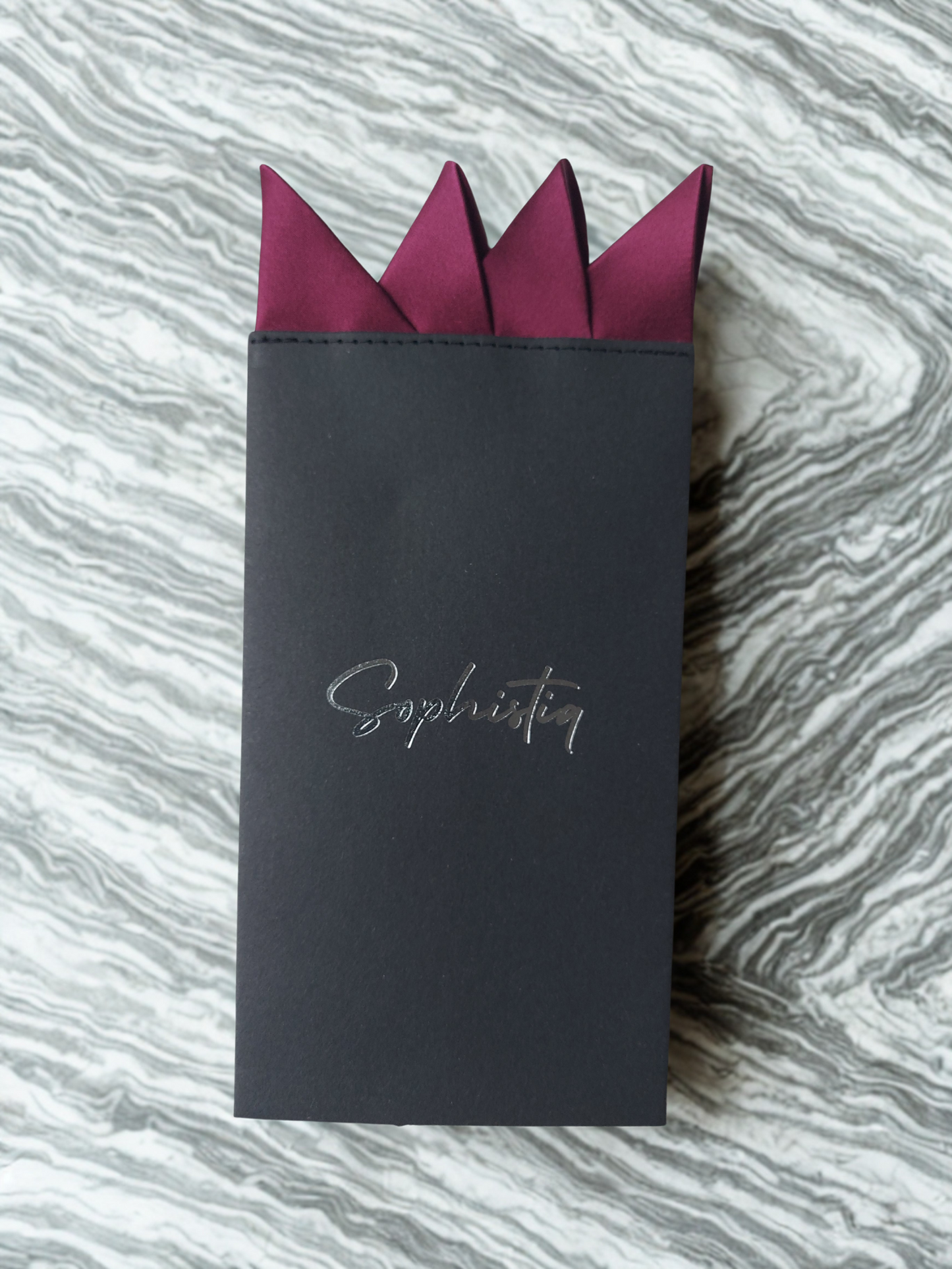Sophistiq™ PreFold Pocket Square, Burgundy Red